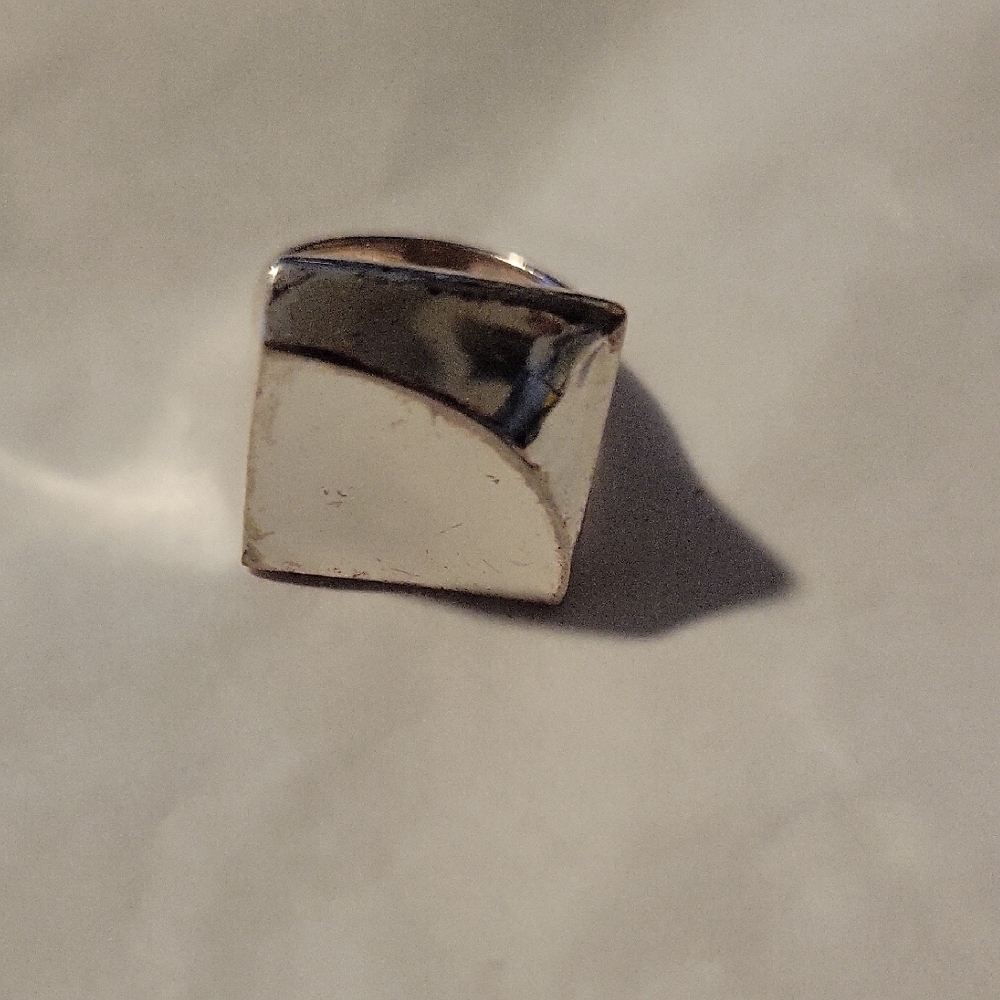 Polished Silver Geometric Statement Ring - Women'… - image 2